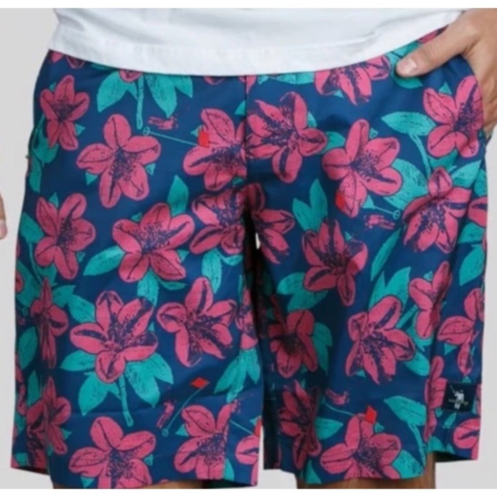 William Murray Remastered Water Hazard Pink Navy Floral Golf Swim Shorts Size 38